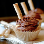 Chocolate Swirl Cupcakes Topped with Chocolate Frosting and Pirouettes