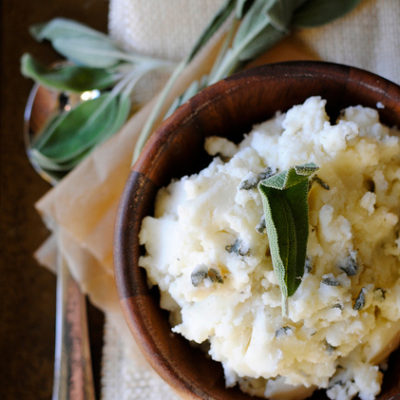 Creamy Mashed Potatoes with Goat Cheese and Fresh Sage
