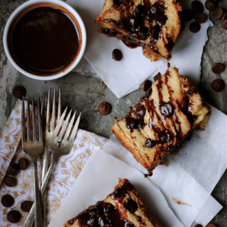 Challah Chocolate Bread Pudding with Chocolate Ganache