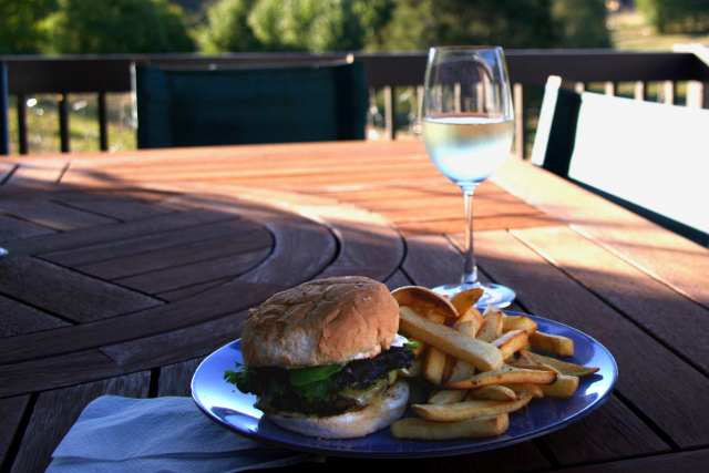 burger and wine