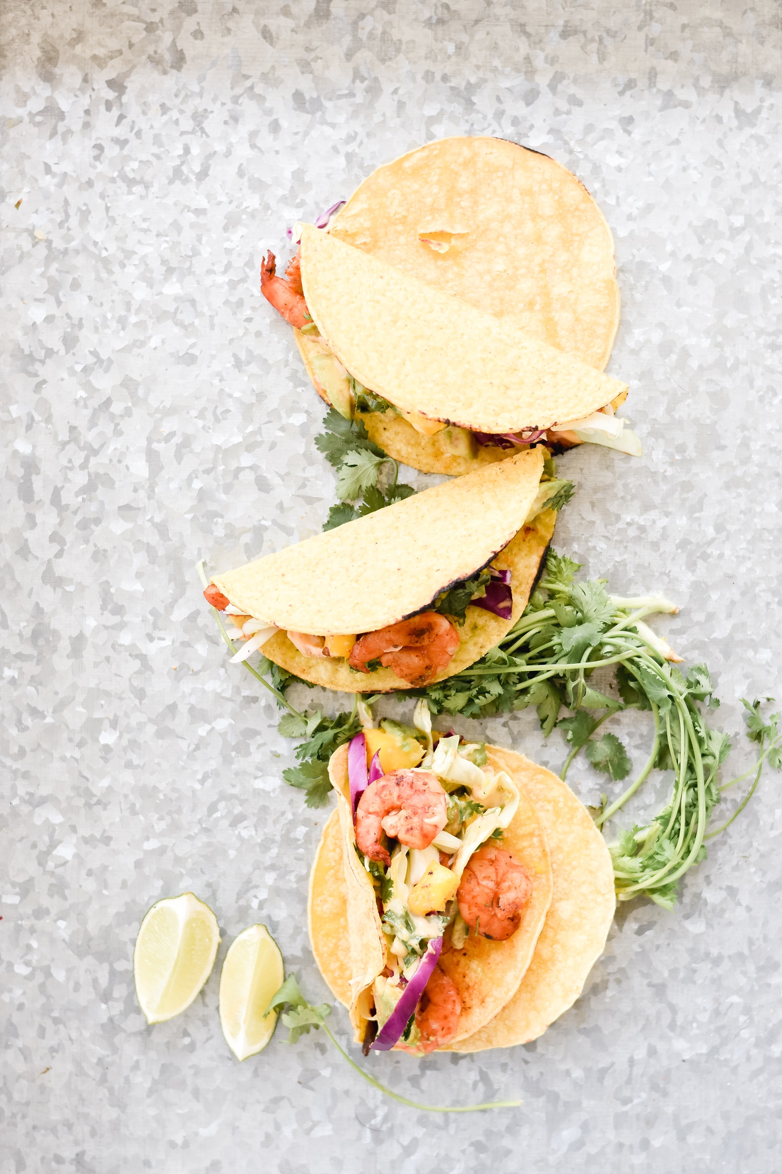 Grilled Spicy Shrimp Tacos with Avocado Mango Salsa and Chipotle Mayo